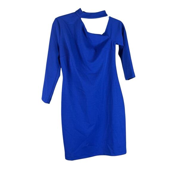 Trina Turk | NWT Gigi Open Shoulder Choker Cocktail Dress Y2K Gossip Girl Blue 8 - Picture 2 of 11